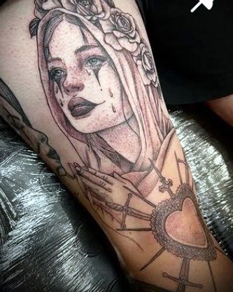 Crying gothic woman portrait on Instagram